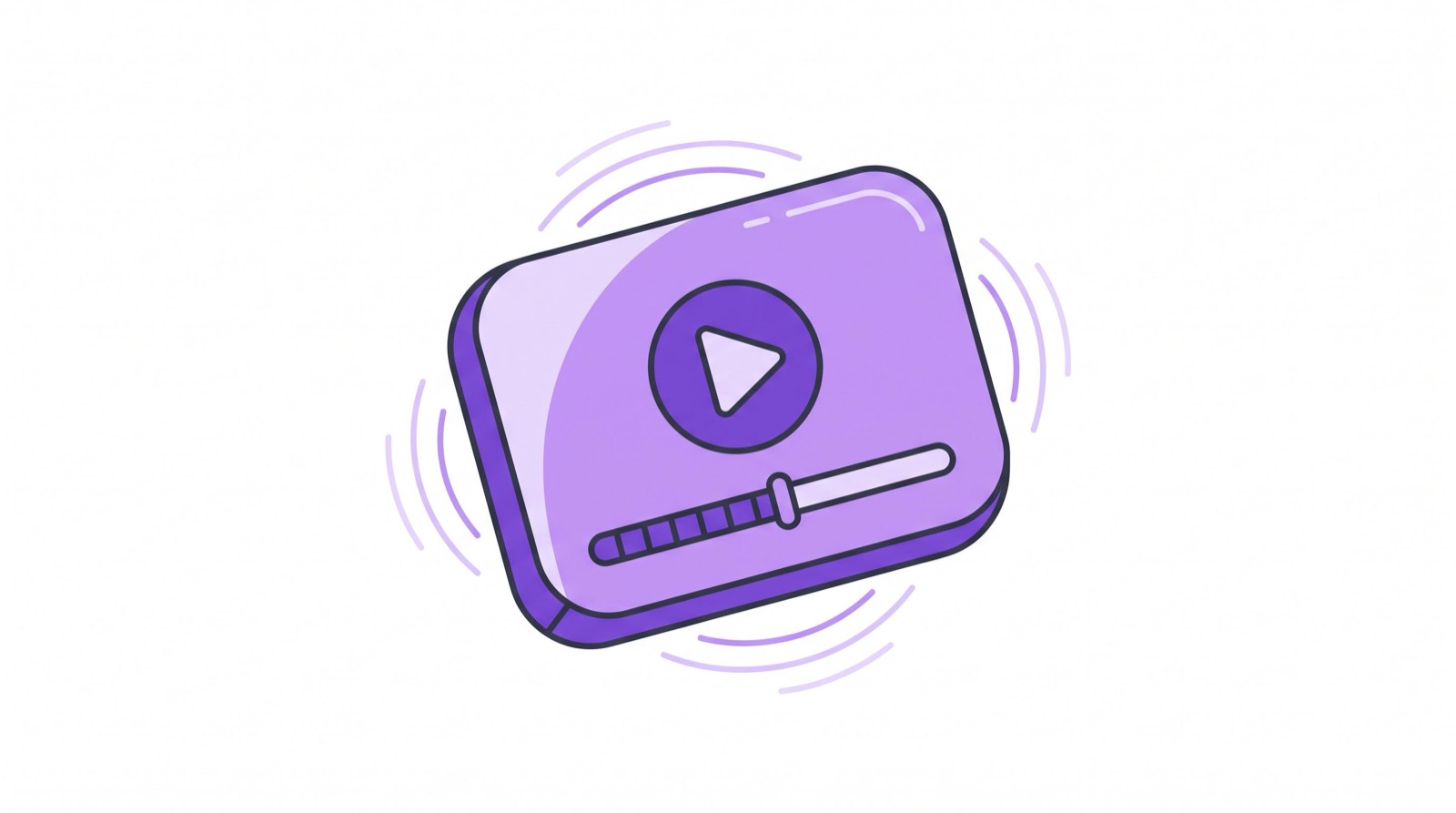 Reproductor de podcast minimalista flotando con botón de reproducción, barra de progreso y ondas de sonido